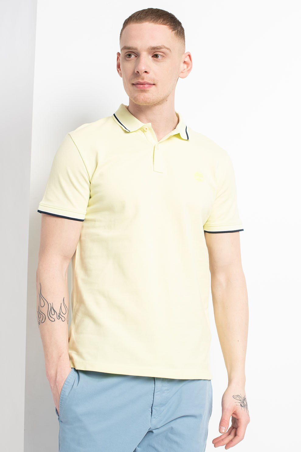 Timberland, Tricou slim fit de bumbac organic Millers River, galben pal