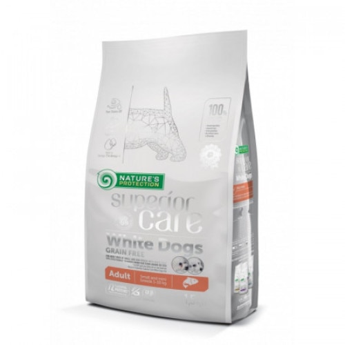 Hrana pentru caini Natures Protection Superior Care White Dogs Fara Cereale Adult cu Somon rase mici 1.5 Kg