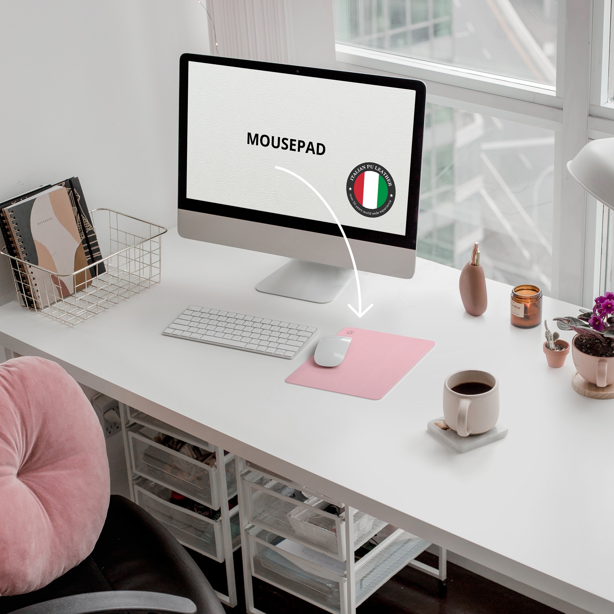 Mousepad Flexi M, din piele PU, cu doua fete, pentru protectie birou ...