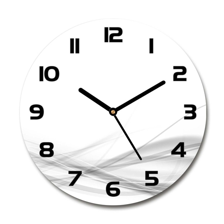 Dekoratív falióra, elvont hullámok, Fehér/Fekete, 30 fi cm