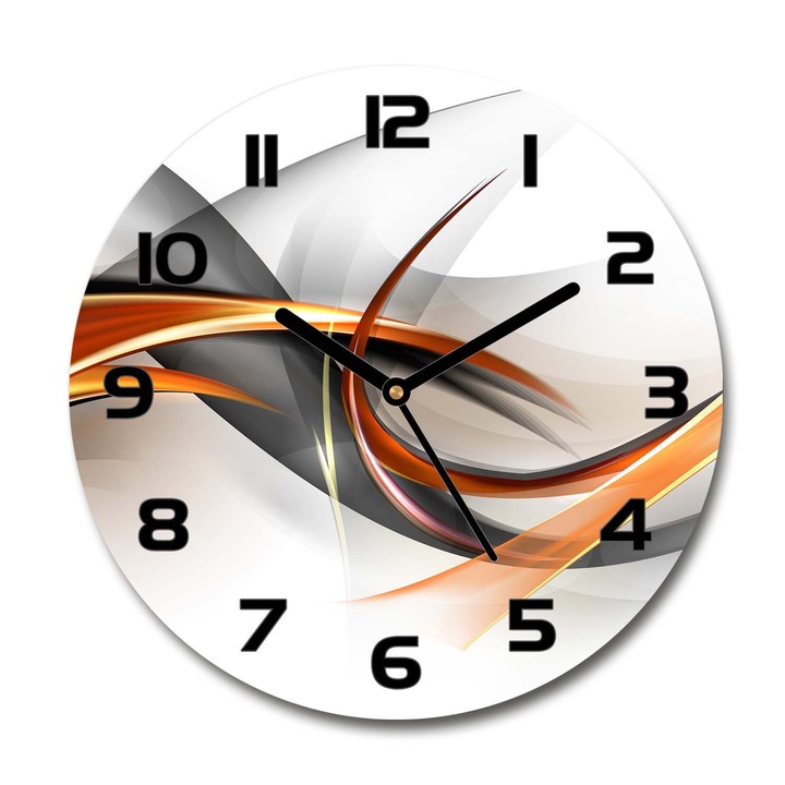 Ceas de perete. de sticla. valuri abstracte. Portocaliu. Rotund Ø30 cm. 76641180