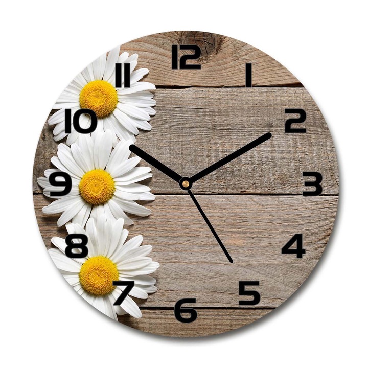 Ceas de perete. de sticla. lemn de margarete. Maro. Rotund Ø30 cm. 65736440