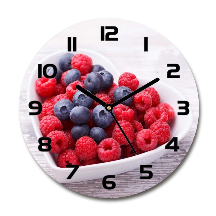 Ceas de perete. de sticla. zmeura afine. Rosu. Rotund Ø30 cm. 101479498