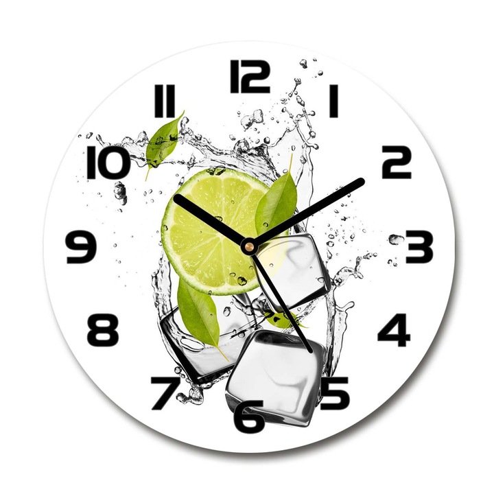 Ceas de perete. de sticla. cuburi de gheata de lime. Verde. Rotund Ø30 cm. 50499693