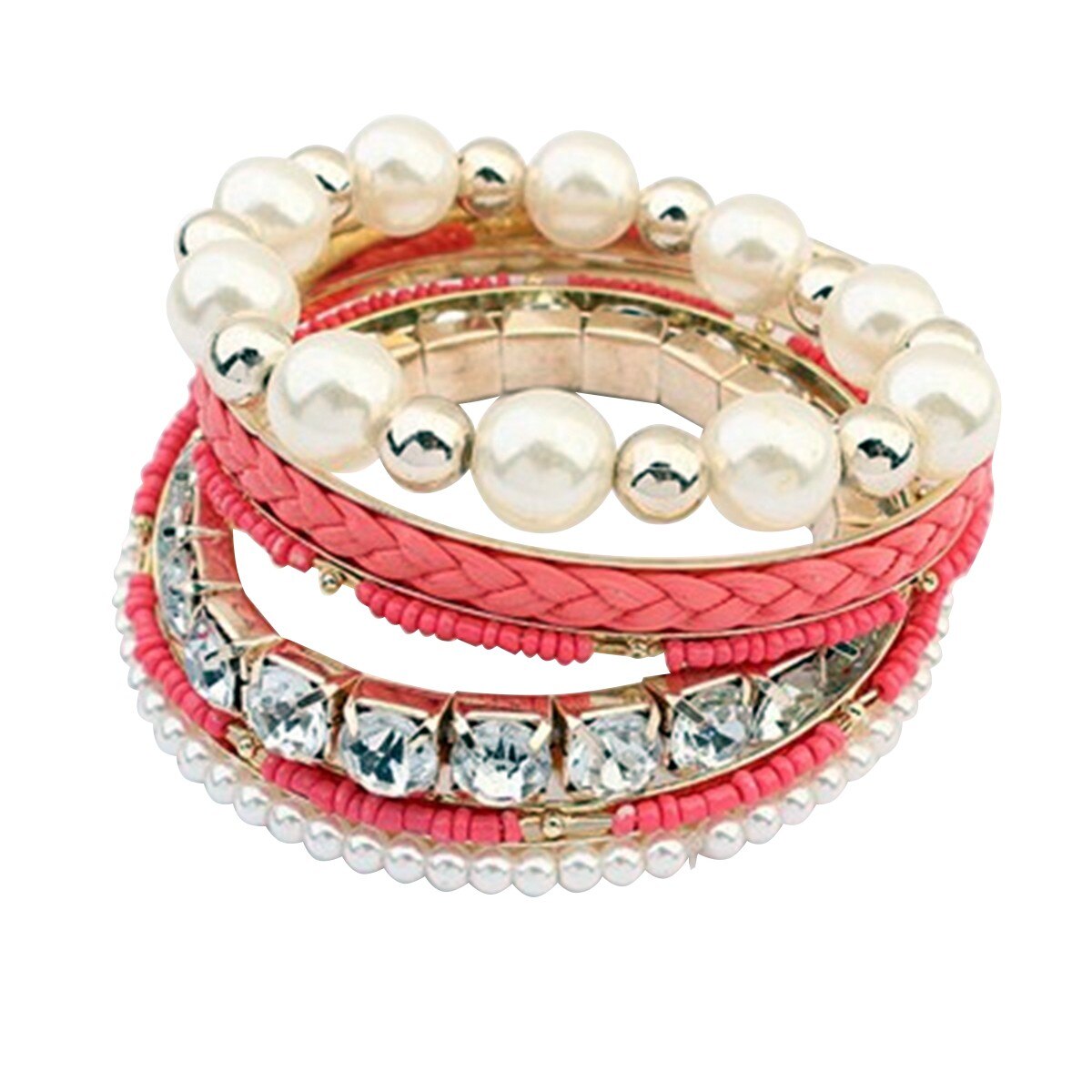 Set bratari ZZV in nuante de roz, alb si auriu