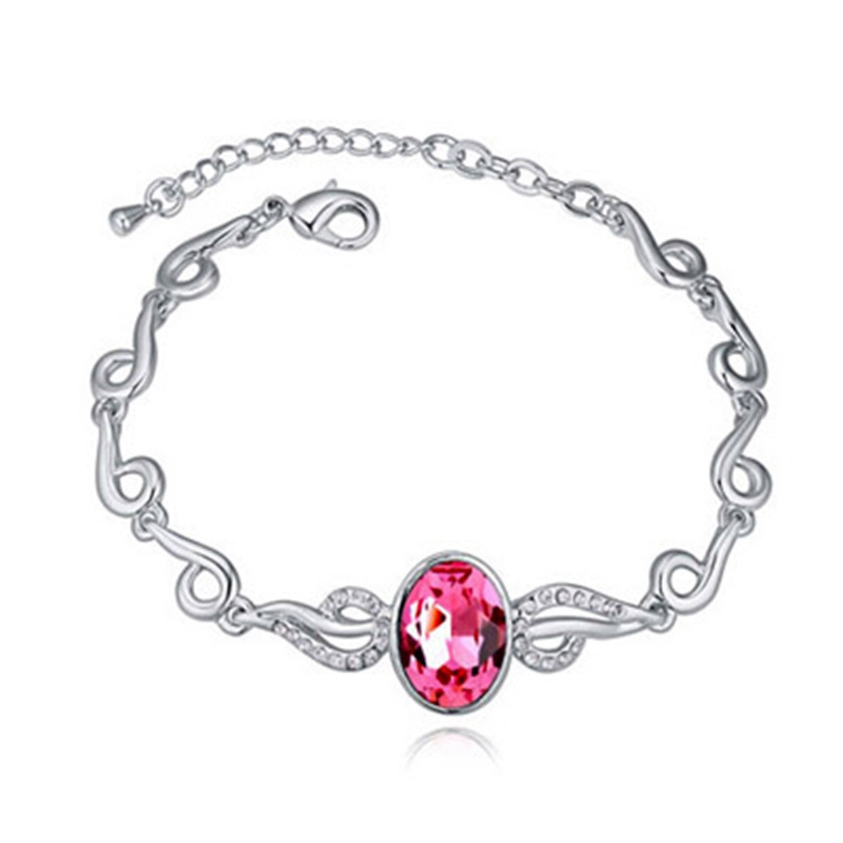 Bratara ZZV argintie cu cristal australian roz stralucitor
