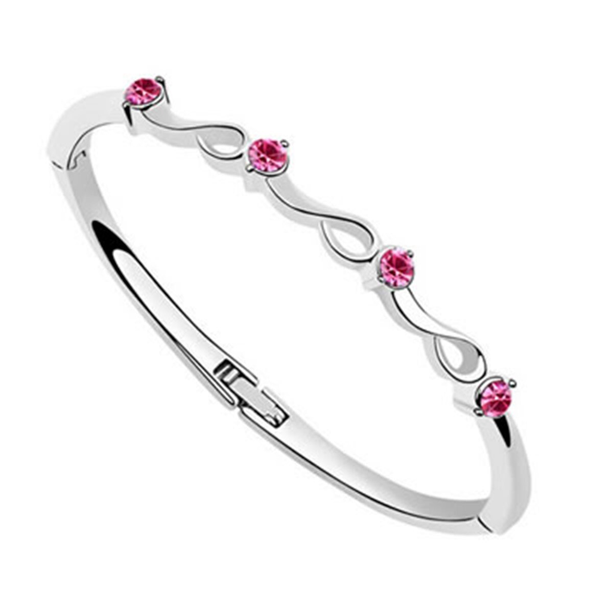 Bratara ZZV argintie cu cristale australiene roz