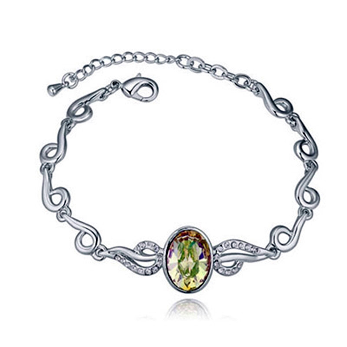 Bratara ZZV argintie cu cristal australian alb stralucitor