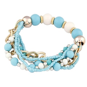 Bratara ZZV in multistraturi de albastru deschis si mix de margele din acrilic Bratara ZZV in multistraturi de albastru deschis si mix de margele din acrilic