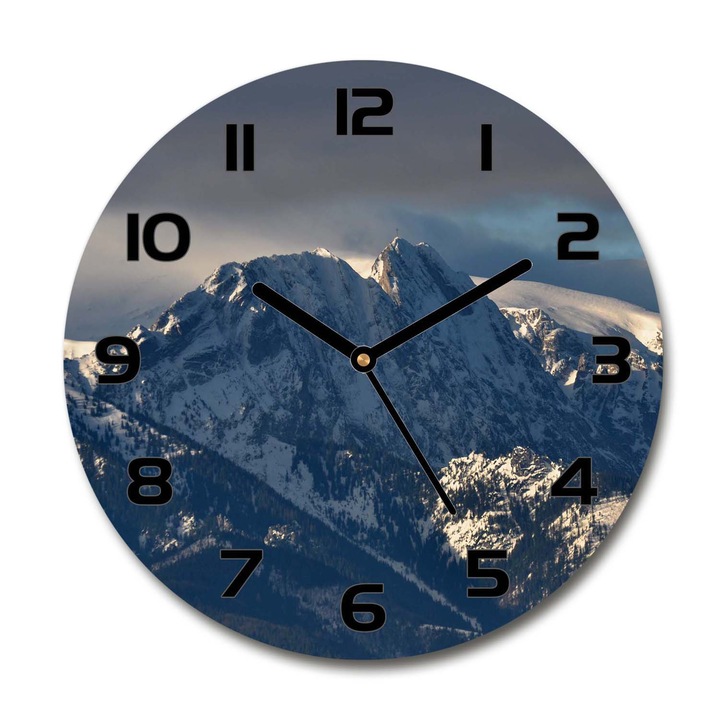 Ceas de perete. de sticla. giewont iarna. Gri. Rotund Ø30 cm. 170721395