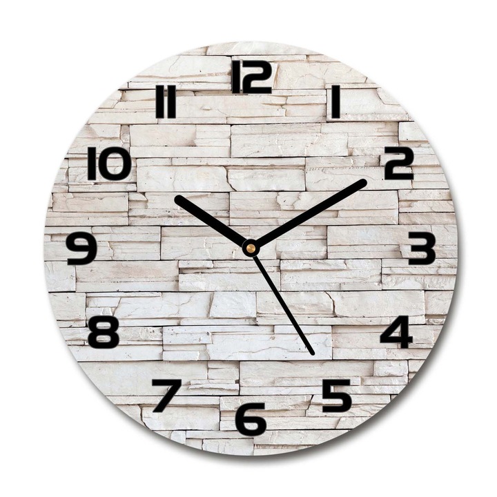 Ceas de perete. de sticla. perete de piatra. Alb. Rotund Ø30 cm. 56402195