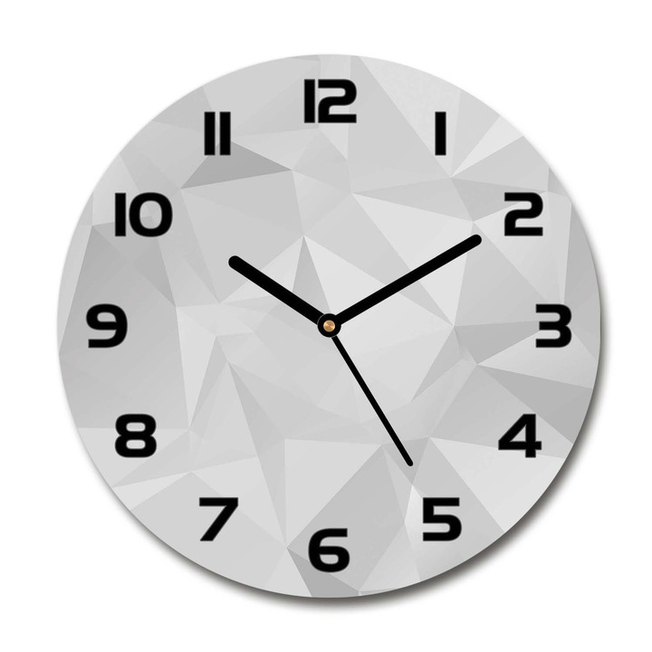 Falióra, absztrakció háromszögek, Fehér/Fekete, 30 fi cm