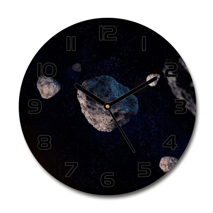 Ceas de perete. de sticla. meteorit. Negru. Rotund Ø30 cm. 87074278