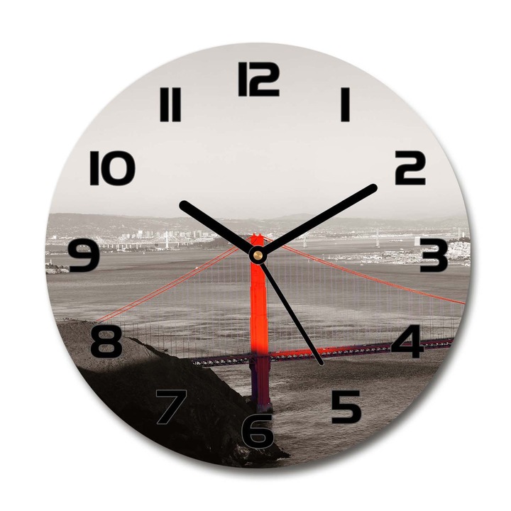 Dekoratív falióra, Bridge San Francisco, Piros, 30fi cm