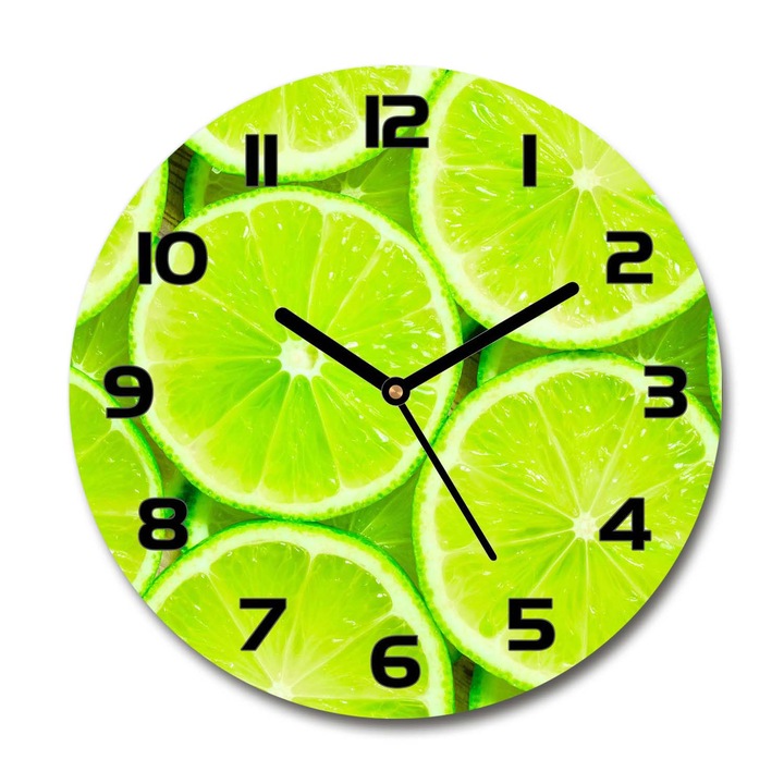 Ceas de perete. de sticla. tei. Verde. Rotund Ø30 cm. 96318225