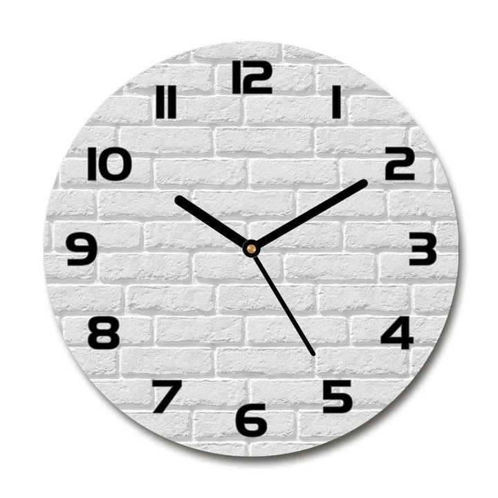 Óra, téglafal, Fehér/Fekete, 30fi cm