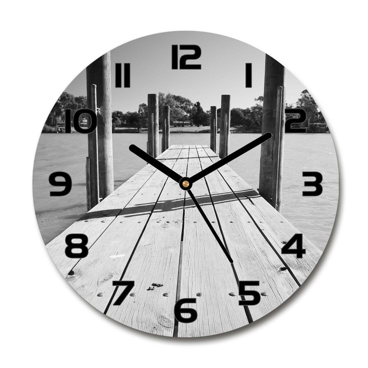 Szobai óra, fából készült móló, Fekete, 30 fi cm