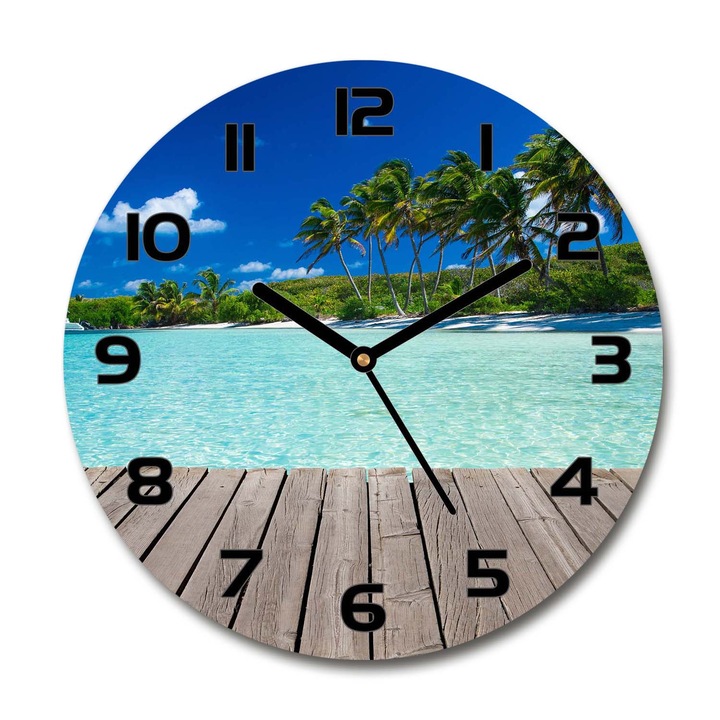 Dekoratív óra, trópusi tengerpart, Zöld, 30 fi cm