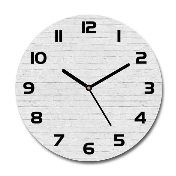 Faliórák, téglafal, Fehér/Fekete, 30fi cm