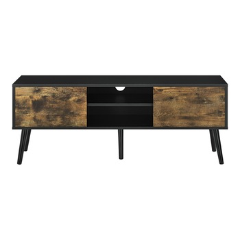 Comoda TV Eskilstuna SDH, en.casa, 120 x 29,5 x 46,5 cm, lemn/PAL, negru/efect lemn nuanta inchisa, cu 2 usi si 2 rafturi Comoda TV Eskilstuna SDH, en.casa, 120 x 29,5 x 46,5 cm, lemn/PAL, negru/efect lemn nuanta inchisa, cu 2 usi si 2 rafturi