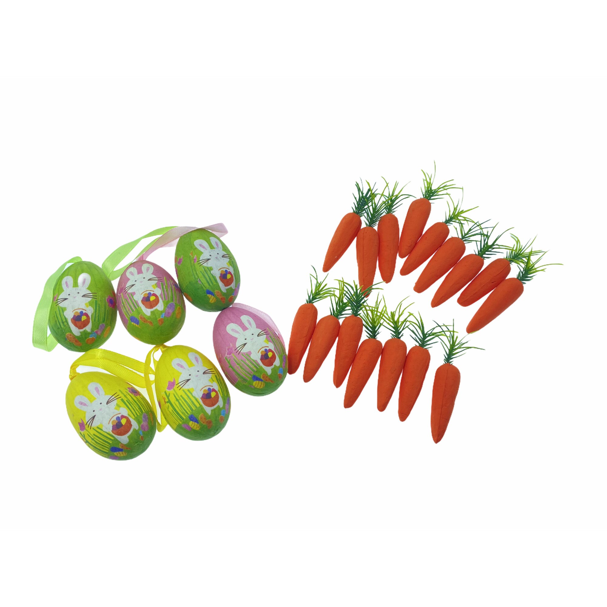 Set 22 decoratiuni aranjamente Paste, Morcovi, Oua, Atelier, Multicolor