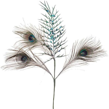 Pana Decorativa Paun, Artificiala Blue-Green, 80cm Pana Decorativa Paun, Artificiala Blue-Green, 80cm