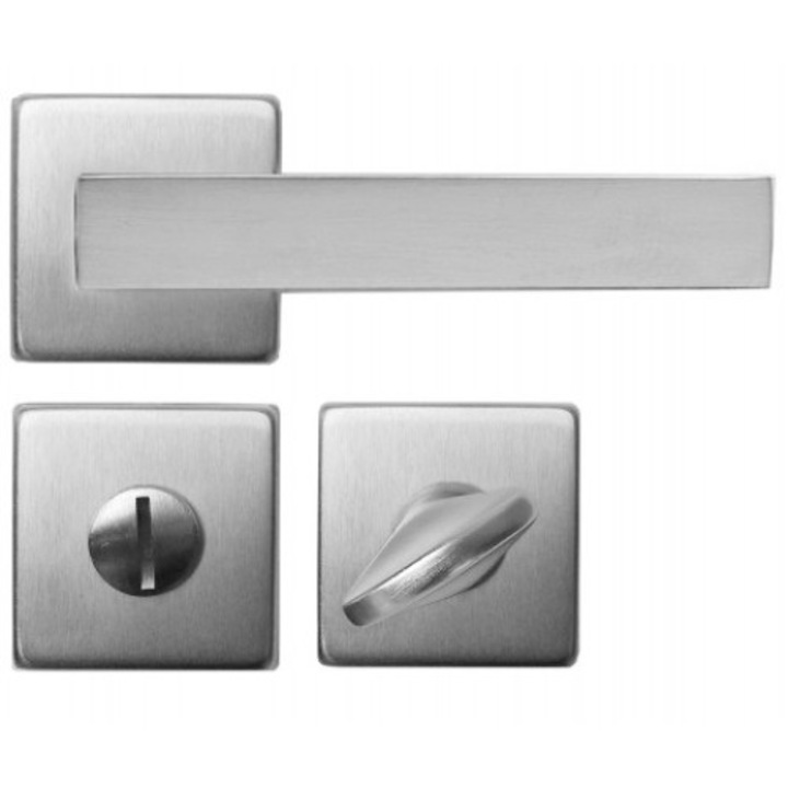 Maner usa Verofer cu rozeta patrata, pentru baie, crom satinat