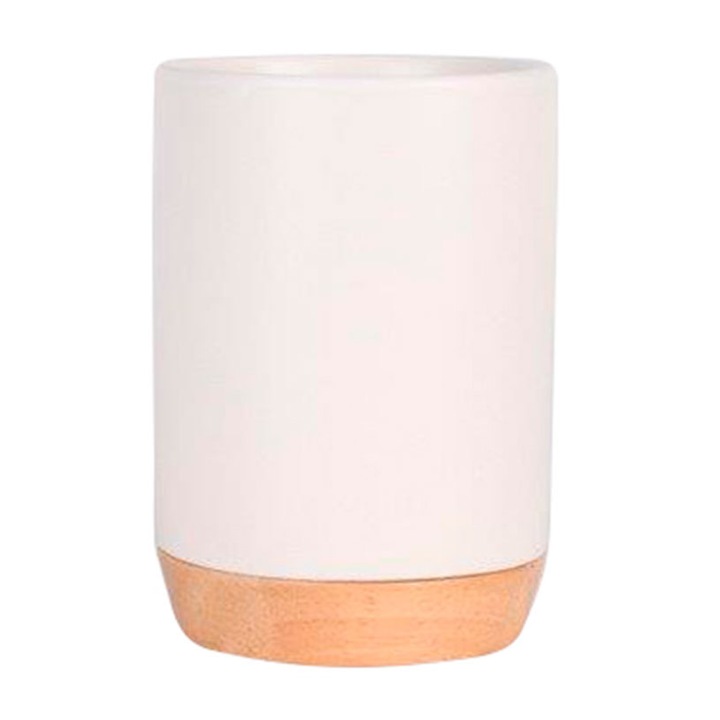 Pahar baie INTER CERAMIC, pentru periute de dinti, Alb, Ceramica
