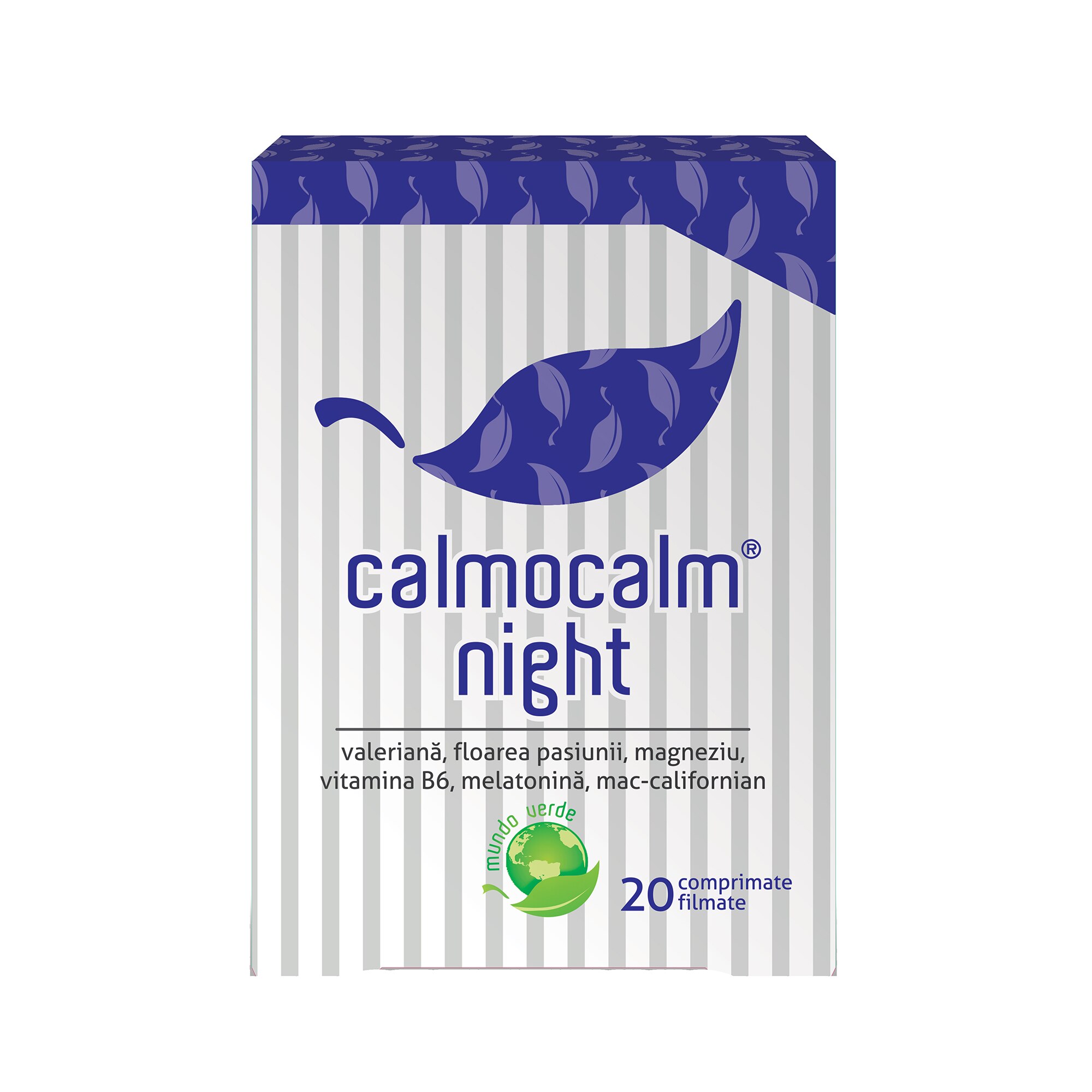 Supliment alimentar Calmocalm night, 20 comprimate filmate
