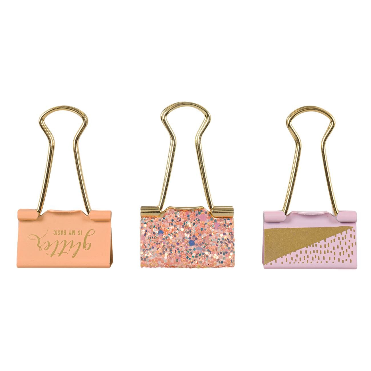 Set clipsuri metalice, Zola, 6bucati,pink-gold glitter, 32 mm