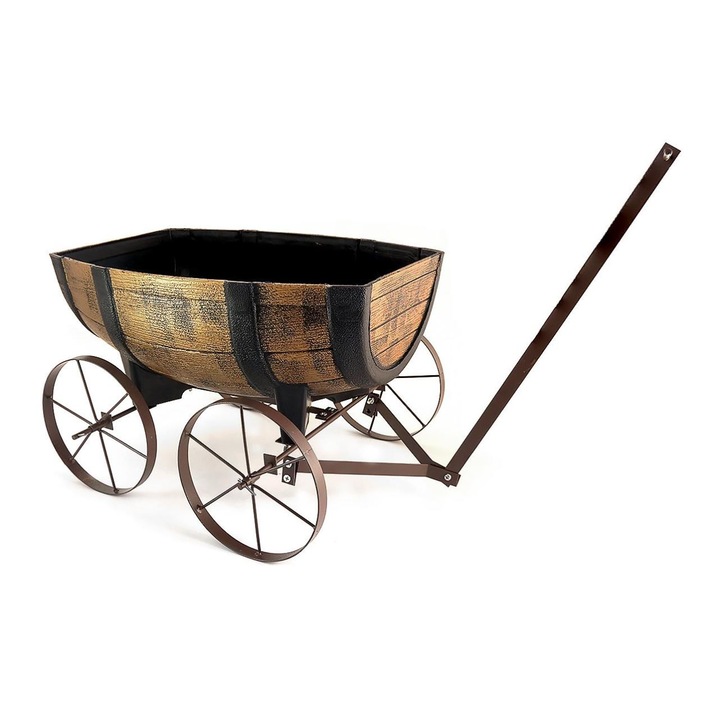 Hordós virágcserép, kocsival, 41,5x29x19 cm, Strend Pro