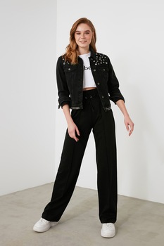 Trendyol, Pantaloni sport cu talie inalta, Negru Trendyol, Pantaloni sport cu talie inalta, Negru