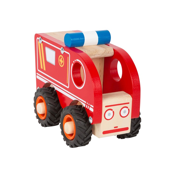 Joc "Ambulanta", Small Foot, Lemn, Rosu, 13x 7x 10cm