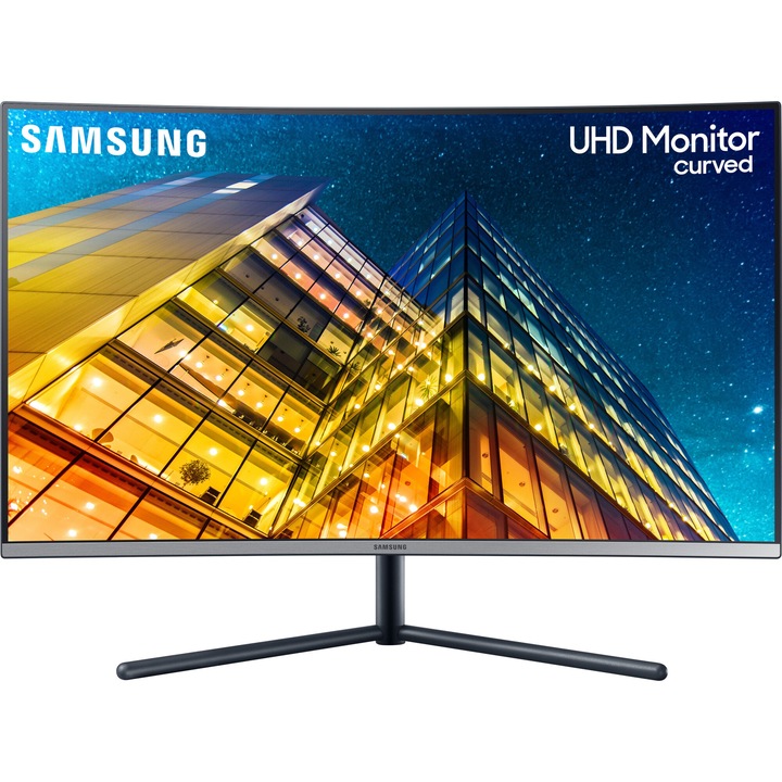 Samsung UHD UR59C Nagy felbontású monitor, 32", 60Hz, LED, Display Port, 1500R ívelt képernyő, Sötétkékes szürke