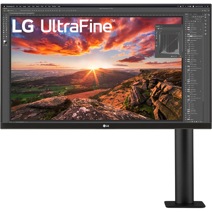 LG UltraFine 27UN880-B Monitor, 27", IPS, 4K 3840x2160, HDR, HDMI, DP, USB-C, Hangszóró, Pivot, Fekete