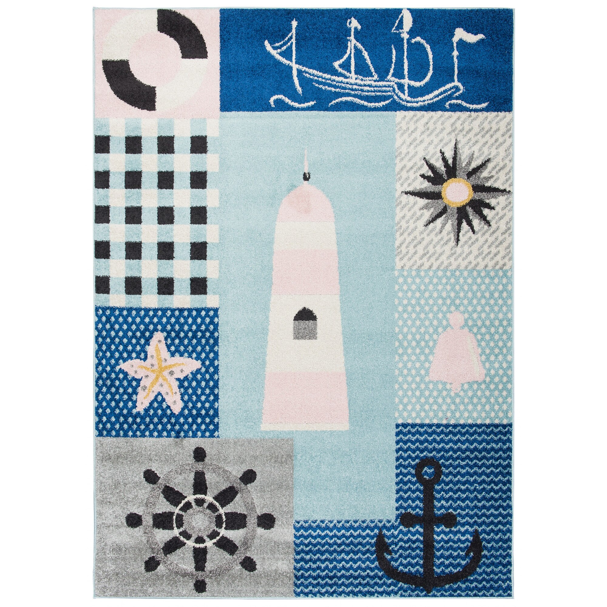 Covor Happy Colors For Kids Chemex H327A /TURQUOIS HAY FBA alb 120x170