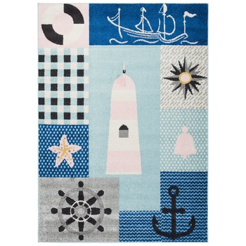 Covor Happy Colors For Kids Chemex H327A /TURQUOIS HAY FBA alb 120x170 Covor Happy Colors For Kids Chemex H327A /TURQUOIS HAY FBA alb 120x170