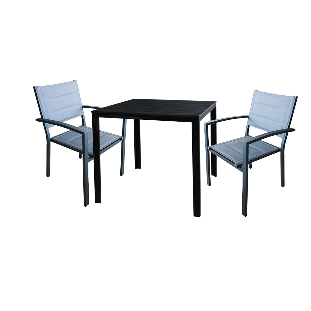 Set terasa, balcon RAKI BAKA masa patrata maro 78xh74cm cu 2 scaune cu brate din panza dubla cu cadru aluminiu