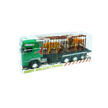 Set Camion cu cusca si figurine animale,Leu ,tigru,3 piese, 41 x 23 cm Set Camion cu cusca si figurine animale,Leu ,tigru,3 piese, 41 x 23 cm