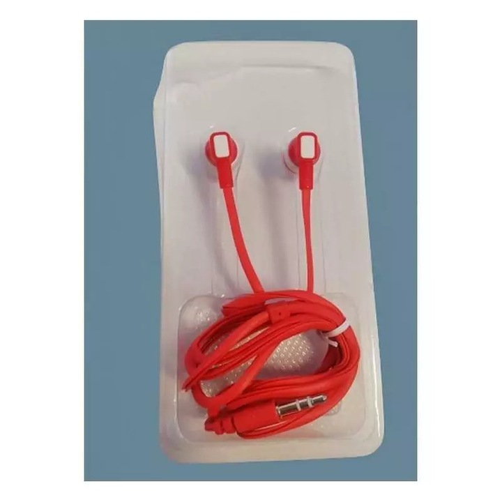 Casti audio SIKS® stereo, cu fir 1m, 3.5 mm mini audio jack, alb-rosu
