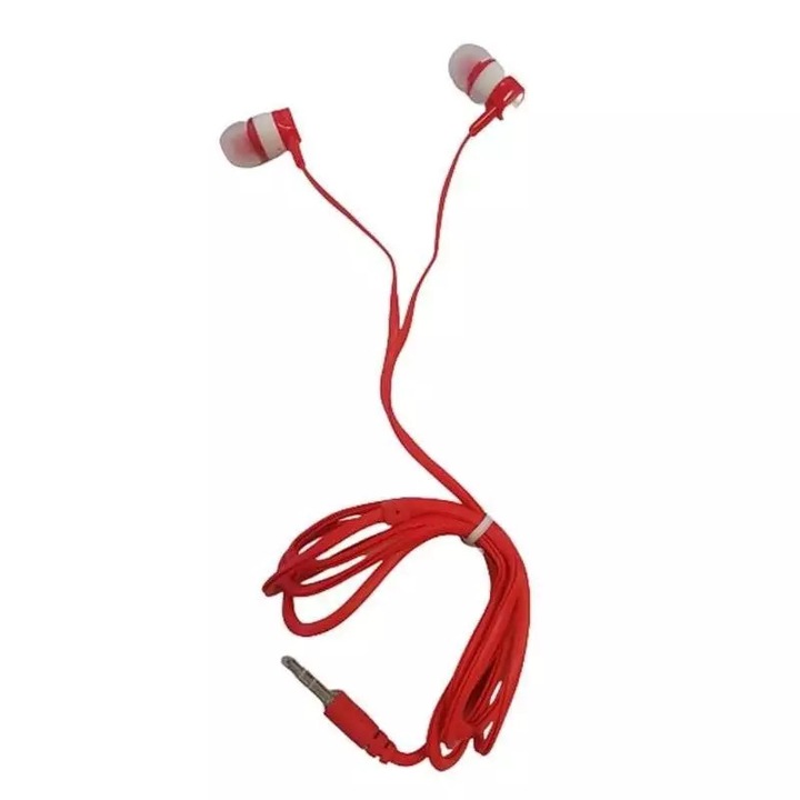 Casti audio SIKS® stereo, cu fir 1m, mini jack, alb-rosu