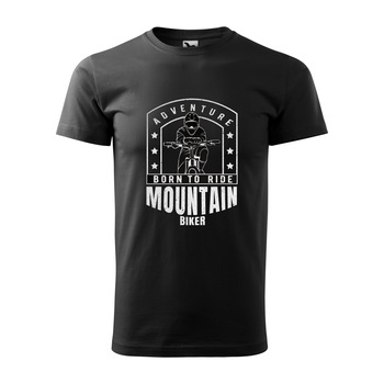 Tricou negru barbati, idee de cadou, pentru biciclisti MTB, Mountain Biker Born to Ride, marime M