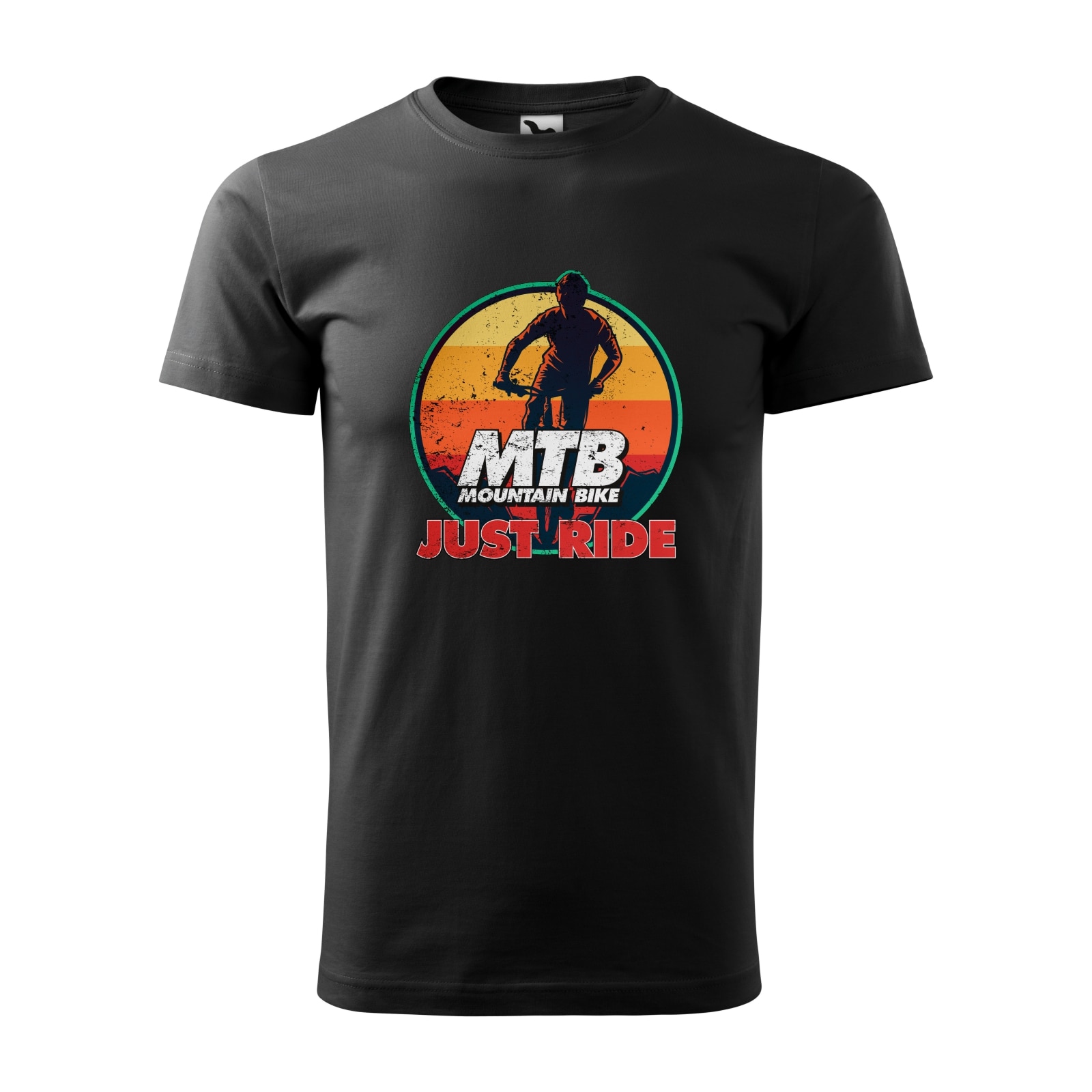 Tricou negru barbati, idee de cadou, pentru biciclisti MTB, Just Ride MTB, marime S