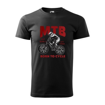 Tricou negru barbati, idee de cadou, pentru biciclisti MTB, Mountain Bike MTB Born to Cycle, marime M