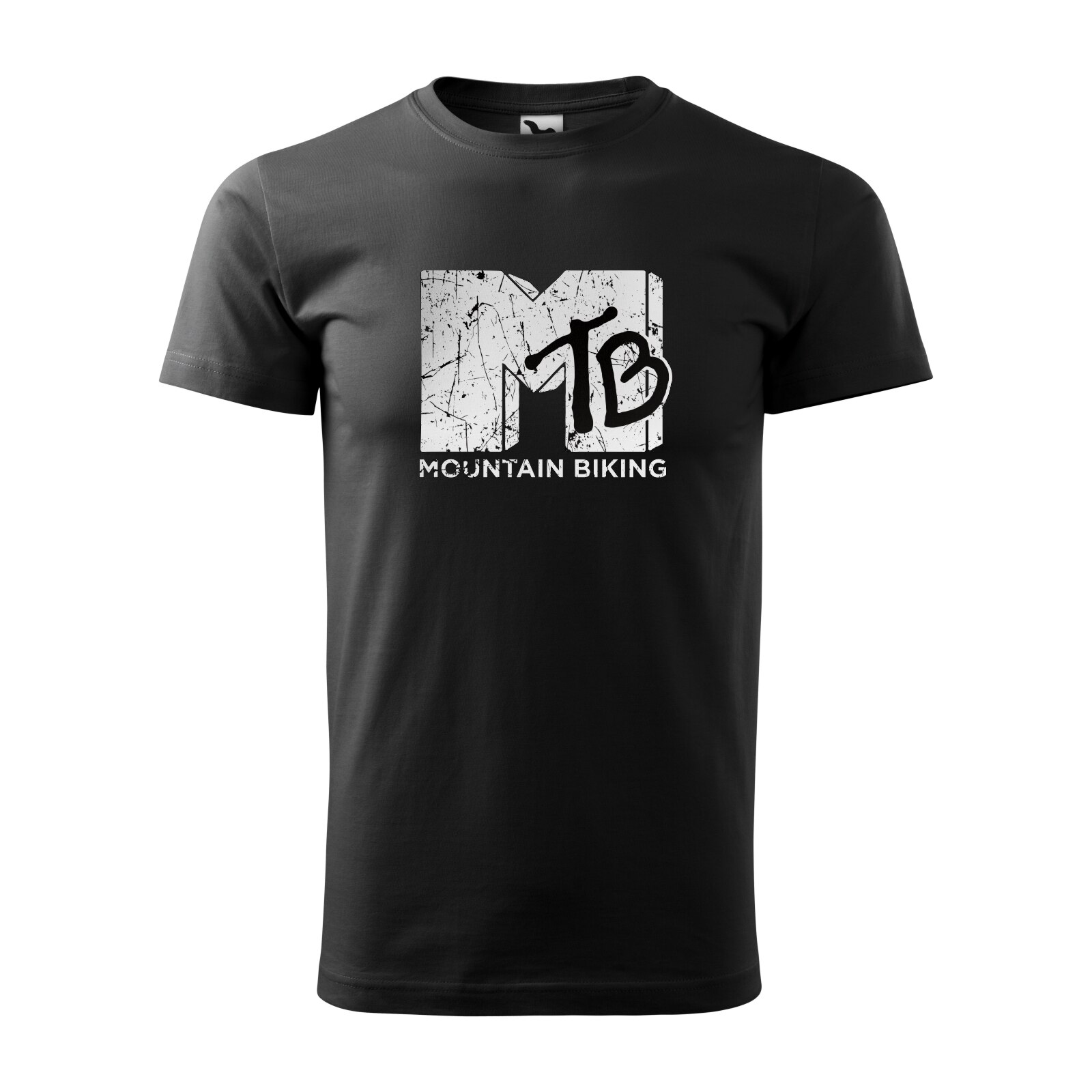 Tricou negru barbati, idee de cadou, pentru biciclisti MTB, Mountain Biking MTB logo, marime L