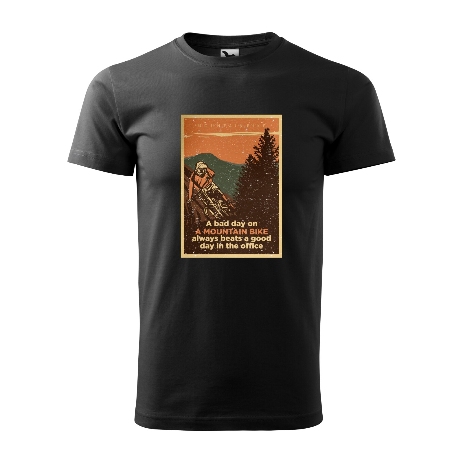 Tricou negru barbati, idee de cadou, pentru biciclisti MTB, A Bad Day on a Mountain Bike, marime S