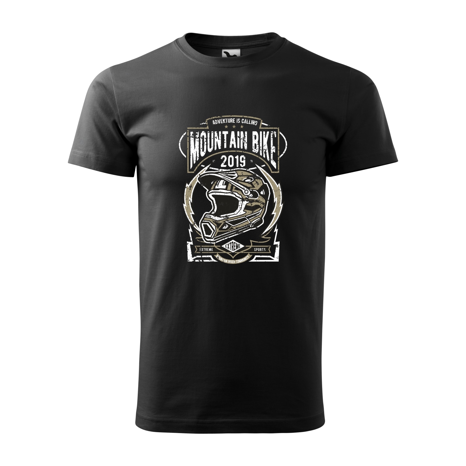 Tricou negru barbati, idee de cadou, pentru biciclisti MTB, Action is Calling Mountain Bikers, marime L