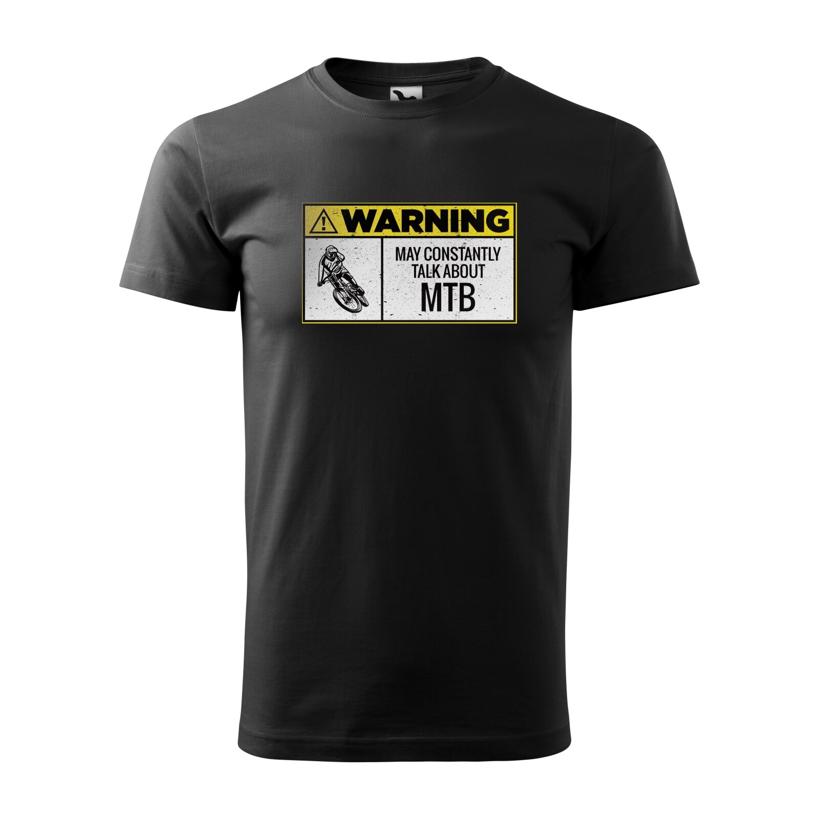 Tricou negru barbati, idee de cadou, pentru biciclisti MTB, Warning May Constantly Talk About MTB, marime XL
