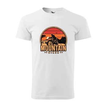 Tricou alb barbati, idee de cadou, pentru biciclisti MTB, Mountain Biker, marime M