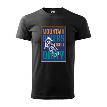 Tricou negru barbati, idee de cadou, pentru biciclisti MTB, Mountain Bikers Like it Dirty, marime M Tricou negru barbati, idee de cadou, pentru biciclisti MTB, Mountain Bikers Like it Dirty, marime M